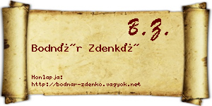 Bodnár Zdenkó névjegykártya